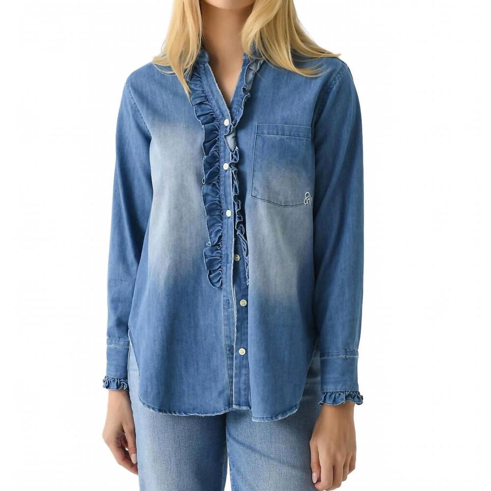 NEW KERRI ROSENTHAL molly denim shirt in blue